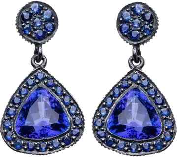 Gold Tanzanite Blue Sapphire Earrings by Yossi Harari