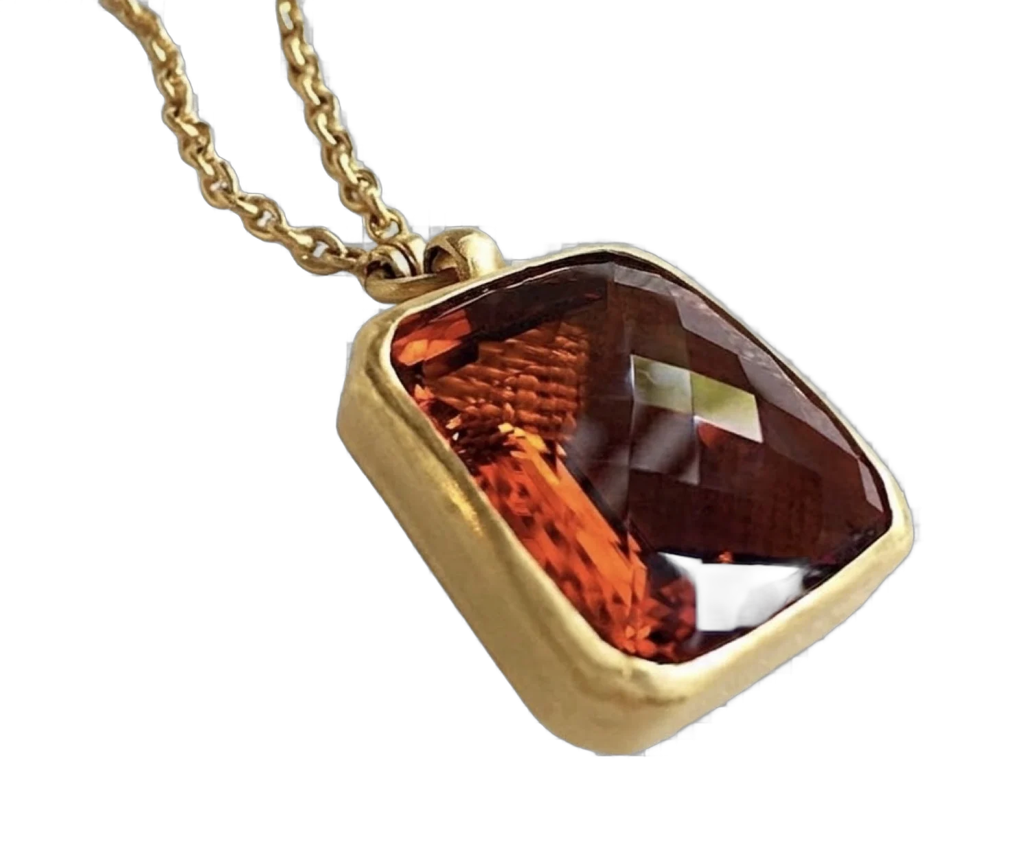 Yossi Harari gold pendant with orange-red stone