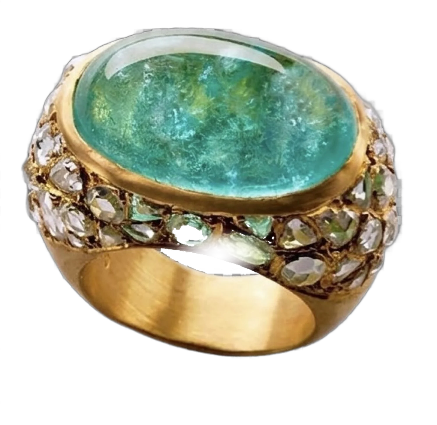 Yossi Harari gold ring with green stone